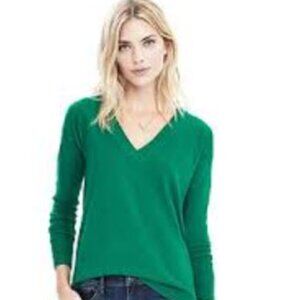 Banana Republic Merino Wool Sweater Green Size Small V-Neck Long Sleeve